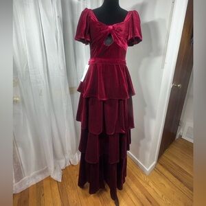 Elegant Velvet Burgundy Dress